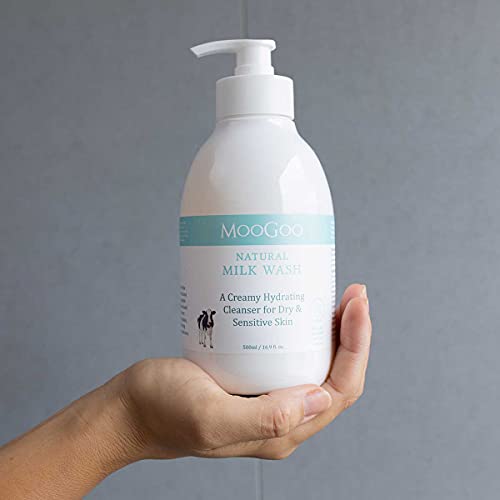 Мляко за измиване на MooGoo за лице и тяло - Нежна и не предизвиква дразнене формула почистващо средство за суха, чувствителна кожа - за всички възрасти (от детска до въ?