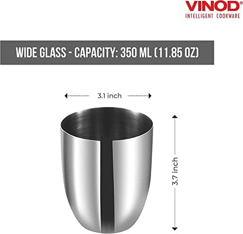 Чаша Vinod Премиум-клас неръждаема Стомана, на 12 унции, Комплект от 4 Чаши за вода, Метални Чаши премиум-клас, Чаши за