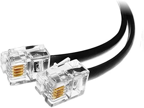 AmzDeals (2 опаковки) 4 Фута Черно Телефонен кабел RJ11 от един мъж към мъж, Професионален клас, Направено в САЩ, Телефонен кабел