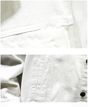 Мъжки Дънкови яке в Бял цвят Каки, Свободни и Удобни Стрейчевые Тесни Дънки, Палто-Cargo