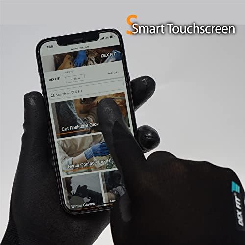 Работни ръкавици ДЕКС FIT Prime от нитрил FN331, 3D-Удобни за засаждане, Нескользящая ръкохватка, Здрави, Тънки, Леки и прохладни, Съвместими със сензорен екран, черен (M), 3 ч?