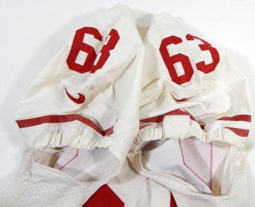 2012 Сан Франциско 49ерс Тони Джерод-Еди #63 Използвана в играта Бяла Риза 46 DP26867 - Използваните в играта тениски NFL без подпис