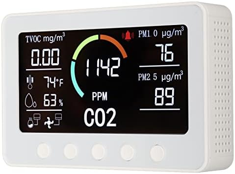 PT02 Бяла Детектор на качеството на въздуха 7 в 1 Мултифункционален CO2 TVOC ФПЧ2.5 WiFi 7-инчов газ Детектор с голям екран Температура Влажност