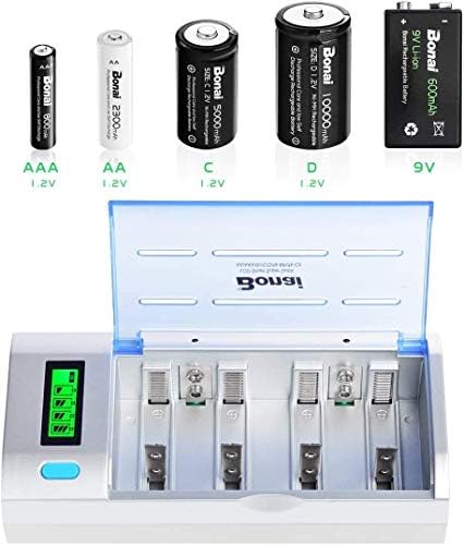 BONAI Универсален LCD зарядно устройство за батерии AA, AAA, C, D, 9V Ni-MH Ni-CD Акумулаторни батерии с перезаряжаемыми батерии D Cells