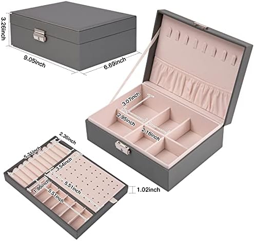 JinHuoHuo Дамски подарък Кутия за бижута Кутия-Органайзер за бижута, Allinside Голям Ковчег-Органайзер за бижута за жени и Момичета, На 2-Слойный Калъф за съхранение на бижут