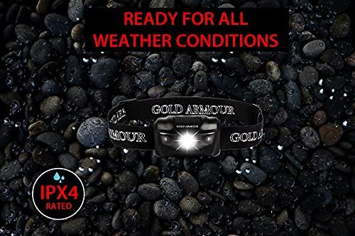 Led налобный фенер Gold Armour - 4 комплекта налобных фенери, подходящи за джогинг, къмпинг, туризъм, скално катерене, риболов, джогинг, Фар с червена светлина, Налобные све?