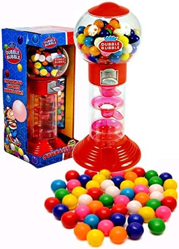 PlayO 10,5 Навити машина за игри в дъвки - В които стила на Dubble Bubble са включени топки по 20 грама - Детски банка за монети (Червен навити