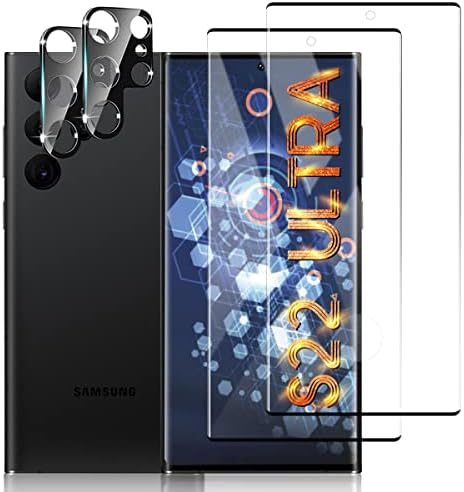 Geviaho [2 + 2] Защитно фолио за камера на Galaxy S22 Ultra 5G, Закалено стъкло 9H, устойчиво На надраскване, Ултразвукова подкрепа на пръстови отпечатъци, изогнутое 3D HD, Samsung Galaxy S22 U
