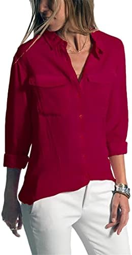 Andongnywell, ежедневни риза с дълъг ръкав и ревера, риза с джоб, дамски дрехи, летни цветни върховете голям размер