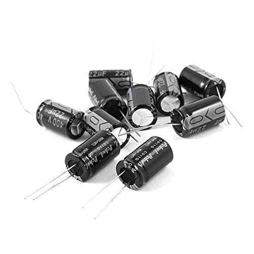 Uxcell a14052000ux0480 10 Бр Радиални електролитни кондензатори 22 uf 400 В 105C, Черен, 13 mm x 21 мм