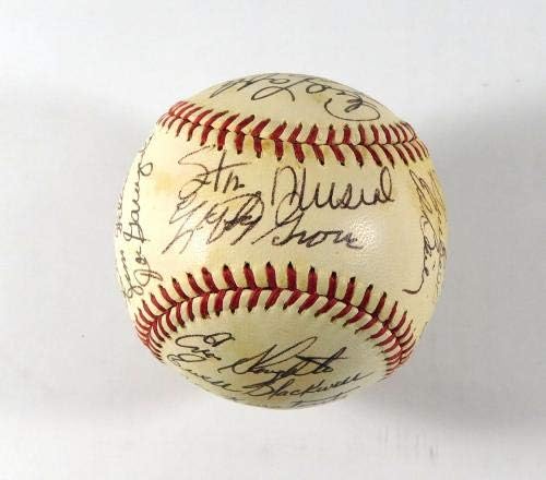 Зала на Славата и Звездите с множество Автографи на ONL Baseball 21 JSA Autos Musial Mize ++ - Бейзболни топки с автографи