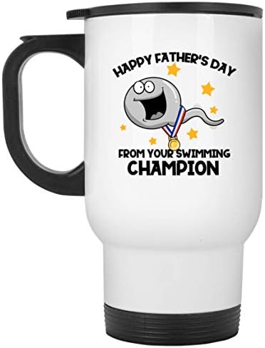 UrVog Happy Бащи Ден От вашата керамични чаши кафе Swimming Champion - Beer Stein - Подаръци за бъдещето на папата, Един размер, 14 грама. Бяла Пътна Чаша /Бял