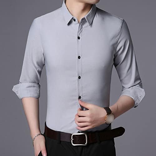 Maiyifu-GJ Мъжки Лека Ежедневни Класическа Риза Regular Fit, Ризи с копчета, Однотонная риза С отложным яка и дълъг ръкав