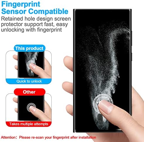Qoosea [2 + 2] за Samsung Galaxy S23 Ultra Защитно фолио за екрана и камера за Отключване на пръстови отпечатъци, Без мехурчета Защита