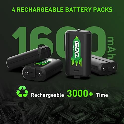 Weekinend 4x1600 mah Акумулаторна батерия за Xbox One/серия Xbox S|X, Батерии контролери за Xbox Голям капацитет, с зарядно устройство за Xbox One/One S/One X/One Elite