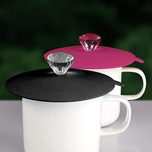Прекрасен Креативен комплект капачки за чаши с диаманти от 6 хранителни силиконови Пылезащитных уплътнения за устойчиви на висока температура напитка NEWMCURY (Черен