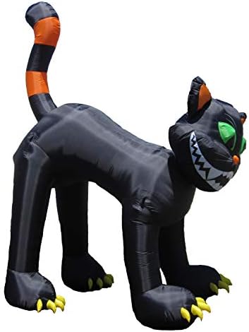 Комплект от две декорации за парти в чест на Хелоуин, включва анимирани надуваема черна котка с височина 11 метра и В Конника без глава