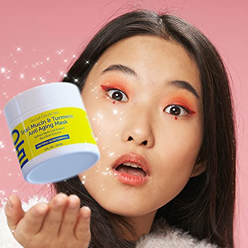Корейски Набор от продукти за грижа за кожата - Snail Mucin Glow Kit Съдържа Серум с хиалуронова киселина Охлюви + Маска с куркума Охлюви + Крем за очи Охлюви + Хидратиращ крем