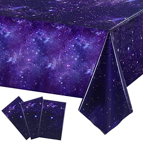 Космическа Празнична Покривка Лилаво Мъглявината Galaxy Пластмасово Покритие на Масата и Космически Звездна Покривка Еднократно Звездното
