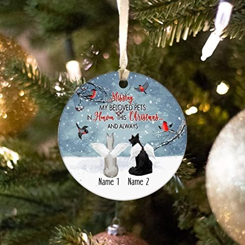 Мис Моя Любим домашен Любимец е на Небесата, Потребителско Украса с Името на Кучето, Мемориальное Украса за домашни Любимци, Керамично Украса на Коледна Елха 3 Инча,