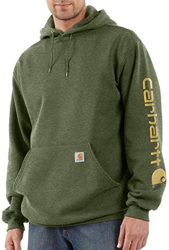 Мъжки hoody Carhartt свободно намаляване с графичен лого на ръкава средно тегло (за Продажба)