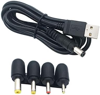XINYUWIN USB Type A конектор 5.5 mm x 2,1 мм, кабел за захранване 5 vdc с 4 конектори, съвместими с вашия преносим компютър,