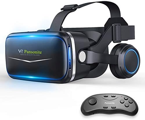 VR-Слушалки Pansonite с Дистанционно управление, 3D Очила, Слушалки Виртуална реалност за VR-игри и 3D филми, Система за грижа за очите за смартфони iPhone и Android