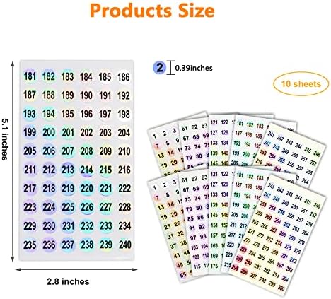 2 Комплекта Стикери с номера (номер 1-300), Лазерни етикети с Самоклеящимися етикети за Организиране на Флакона лак за нокти/Щеки за проби