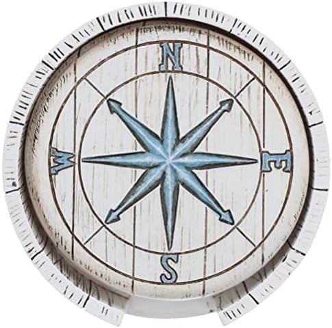 Набор на Каботажните Compass Rose за по инерция кораби - Крайбрежен Декор за Морски Плажни Лодки - Селски Выветрившаяся Бяло покритие