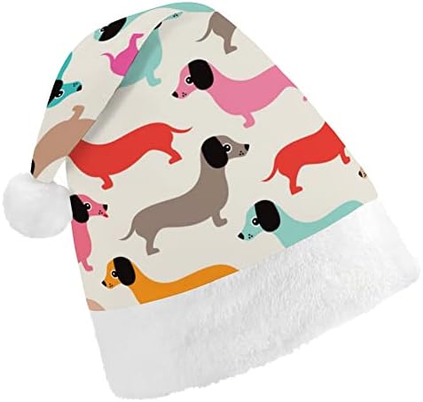Коледна шапка с участието на таксите за кучета в ретро стил, шапка на Дядо Коледа за възрастни унисекс, комфортна класическа коледна шапка