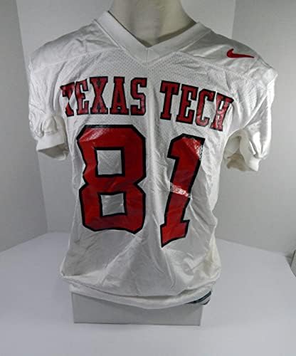 2000-та Texas Tech Red Raiders Baker #81 Играта Използва фирмена табелка Бял Джърси Rem 50 4 - Използвана от играта в колежа