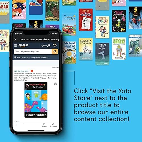 Yoto Player + Комплект от колекцията на Disney Pixar – Детски екран, Безплатен Bluetooth-високоговорител и комплект от 6 карти, възпроизвеждане