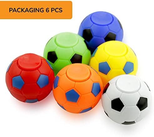 Завладяващ спиннеры-неспокойни - 2-инчови топки за стрес в кутия за подарък - 6 бр. Подаръци за футболните партита за децата - Мини-спиннеры-неспокойни