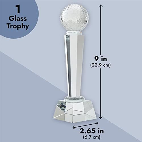 Трофей за голф от Кристално стъкло Juvale с Елегантен подарък кутия за състезания, спортни състезания, Партита, Награда Шампион,