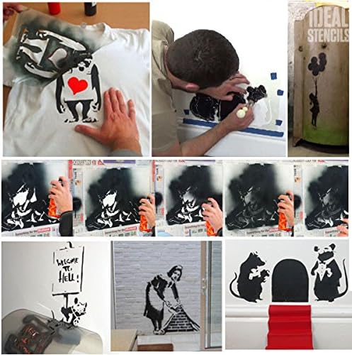 Момиче Banksy, Пускающая мехурчета | за многократна употреба Шаблони за Дома и художествено творчество (S / 17X22 см)