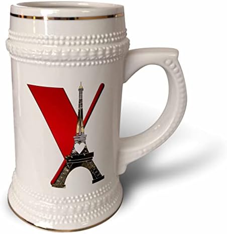 3. Червен монограм, Инициал Y, Със снимка на Айфеловата кула - чаша за стейна на 22 унция (stn_354690_1)