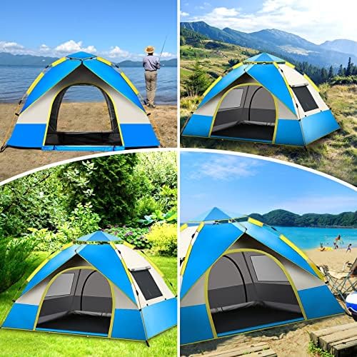 Кемпинговая палатка KOMCLUB Палатки за семейни лагери, Водоустойчива Ветрозащитная Градинска шатра за разходки, Лесна инсталация с чанта за съхранение, 8 заземляющих