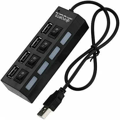 WSDMAVIS 1 бр. USB 2.0 хъб с 4 Порта с Индивидуален Ключ за включване/изключване висока скорост Хъб Адаптер USB Power Hub Конвертор и Сплитер