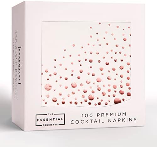 Стилни салфетки от розово злато с размери 5x5 инча - 100 опаковки салфетки за коктейли от розово злато - Елегантни кърпички за партита - за Еднократна употреба с 3-слойн?