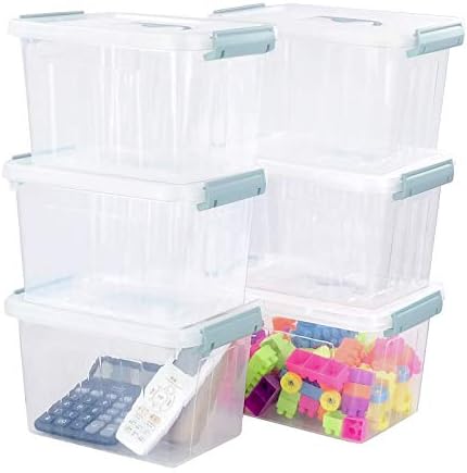 Пластмасови Прозрачни Контейнери за съхранение на Sosody обем 6 Литра, Малки, Прозрачни Кутии За съхранение с Шут, 6 Опаковки