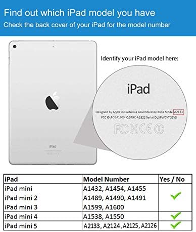 Калъф за iPad Mini 5, Калъф Mini 4, Калъф за iPad Mini 1/2/3, Защитен Кожен калъф, Регулируема Поставка, Smart-калъф с функция