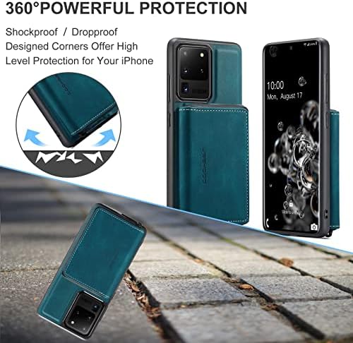 Защитно Кобур 2 в 1, свалящ-портфейл за Samsung Galaxy S20, Тънка Кожена Противоударная делото за телефон, Защитен калъф-портфейл с магнитна стойка с цип, държач за карти + джо