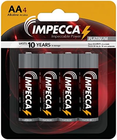 Батерии Impecca Double A (4 бр.) Високопроизводителния 1,5-Вольтовая Алкална Батерия AA LR6, Не Акумулаторна за Ежедневните