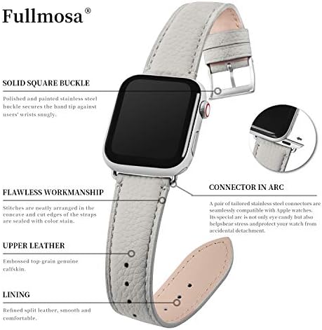 Каишка за Apple Watch, съвместим с Fullmosa, 41 40 38 мм, Кожена каишка iWatch с калъф за серията 8/7/6/5/4/3/2/1/SE/SE2 за жени