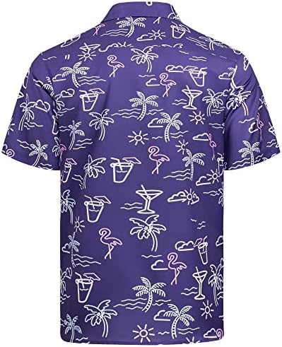 J. Ver Мъжки Хавайски Ризи с Фламинго, Цвете Риза с къс ръкав, Тропически Ежедневни Риза с копчета, Върхове За Почивка на Плажа
