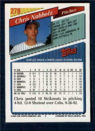 1993 Topps 278 Крис Набхольц, Ню Йорк-MT Montreal Изложения Baseball