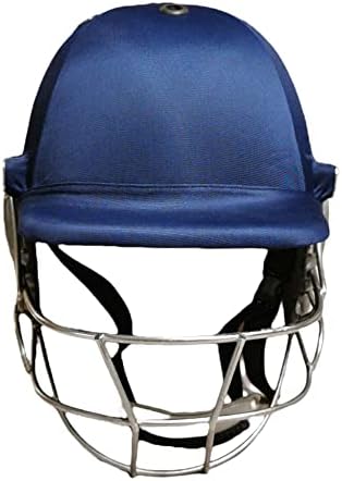 Каска за крикет Bratla Pro - Тъмно синьо с допълнителна подплата, за защита на врата и фиксиран решетка за защита и комфорт