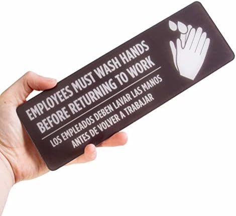 Двуезични знаци за измиване на ръцете, комплект от 2 теми - Служителите трябва да си мият ръцете, Преди да се върне на работа, в Знак на