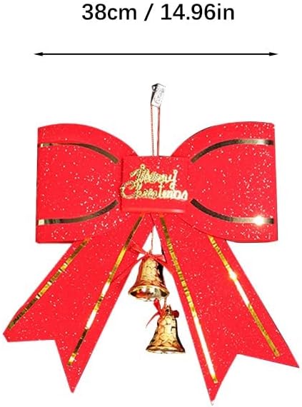 Украса на Коледната Елха Червен Голяма Папийонка 13 см с Камбана Висулка Петна Котка Виси на Прозореца