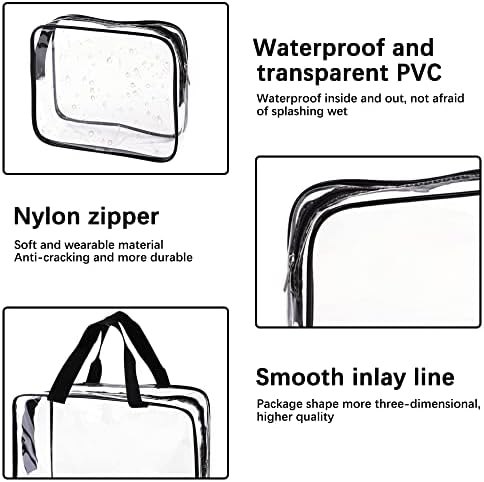 UOIXPUHUO 3 бр. Прозрачни Пътни Чанти за тоалетни принадлежности, Одобрени от TSA Прозрачни Чанти-Организаторите за грим с цип и
